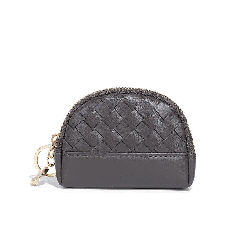 2025新款女包手工编织女钱包简约零钱包钱夹PU皮革小拉链化妆包包