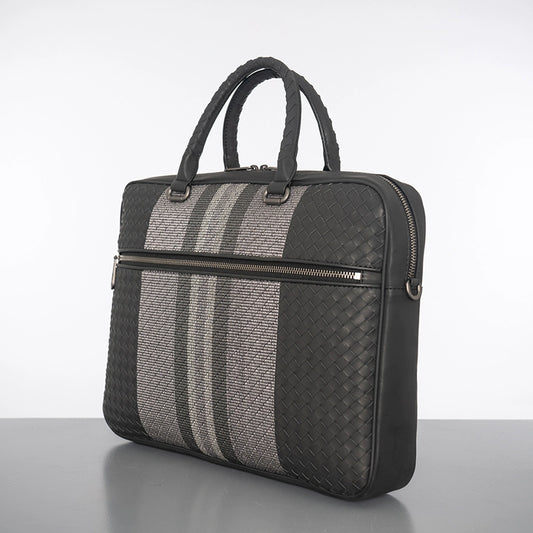 X&BV男包手提包真皮商务休闲编织公务包男士单肩包斜挎包公文包男