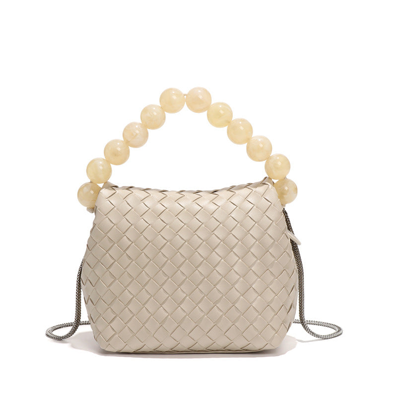 小众设计包包女小清新马卡龙色文艺淑女珍珠提把饭盒包单肩斜挎包