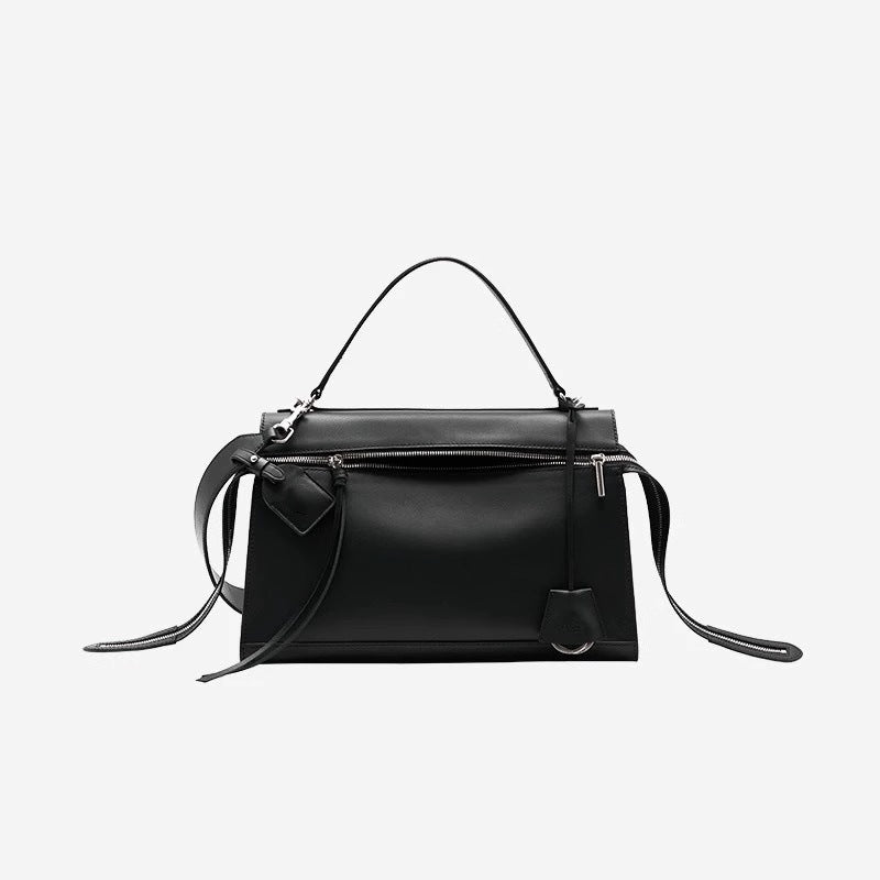 韩版复古R66系列真皮轻奢手提饭盒包单肩斜挎盒子包包女一件代发