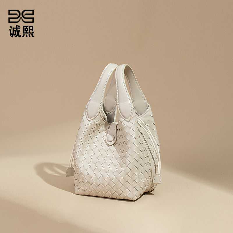高级感菜篮子水桶包时尚编织女包简约百搭手提包子母单肩斜跨包潮