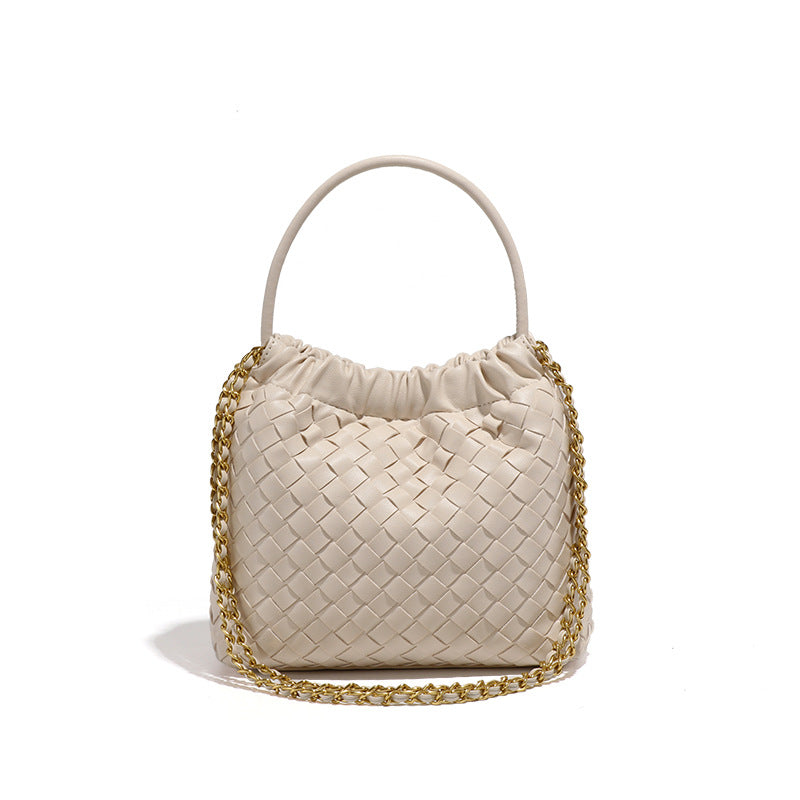 高级感小香风编织包链条单肩腋下斜挎包云朵饺子包女士手提水桶包