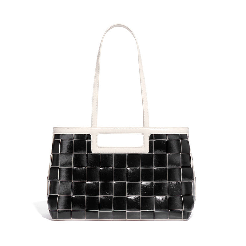 加工定制包包大容量时尚简约纯色镂空手工编织镂空单肩通勤托特包