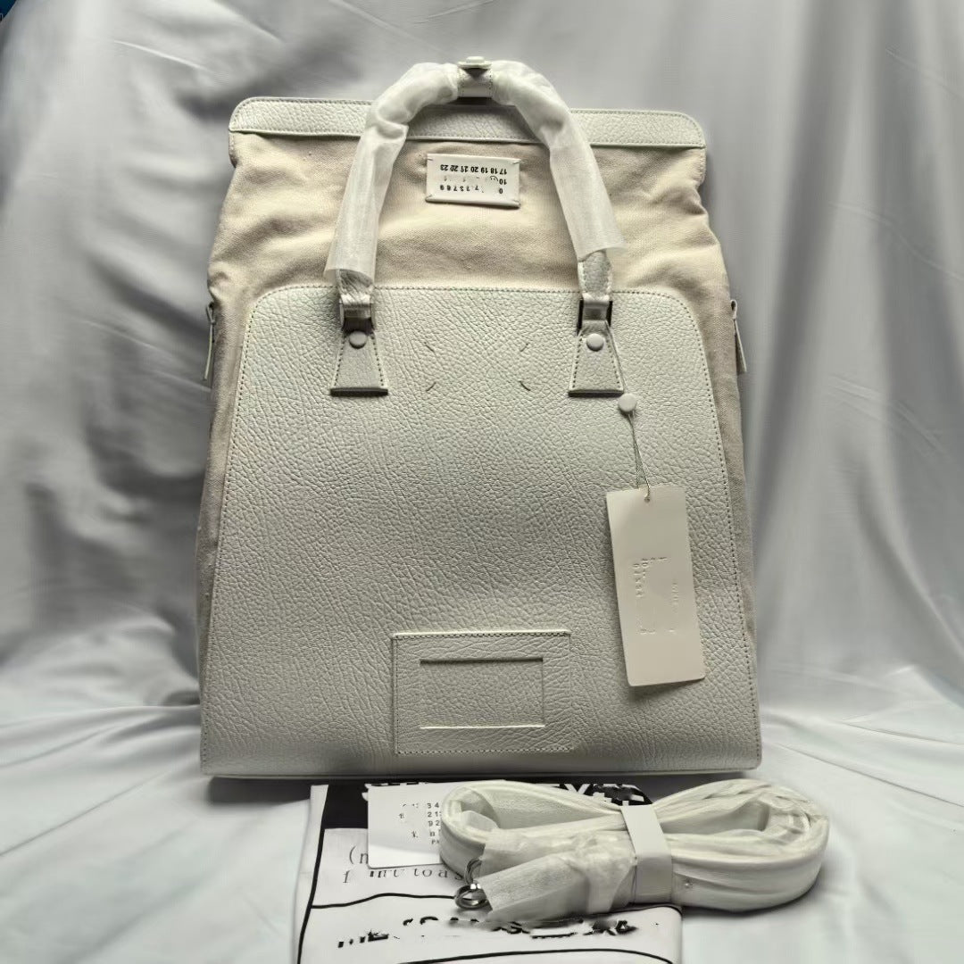 马吉LaMM6多功能5AC通勤包皮拼帆布大容量休闲单肩斜挎双肩电脑包