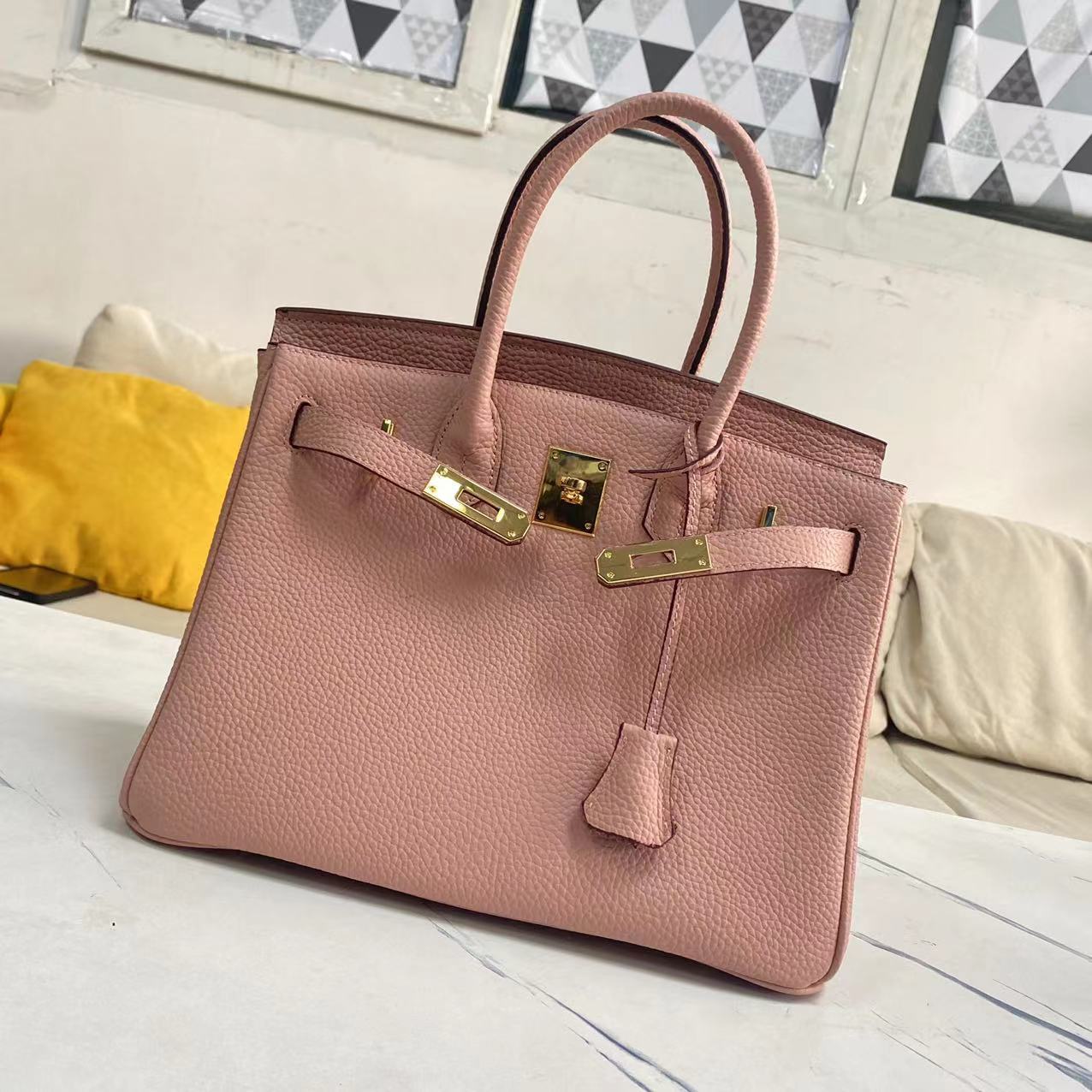 包包女荔枝纹牛皮铂金包头层牛皮凯莉包手提包BK25/30/35togo牛皮