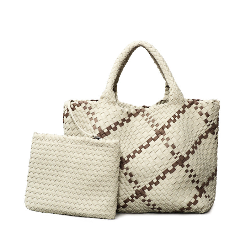 现货批发新款包包女2025韩版时尚手提包编织撞色单肩包 一件代发