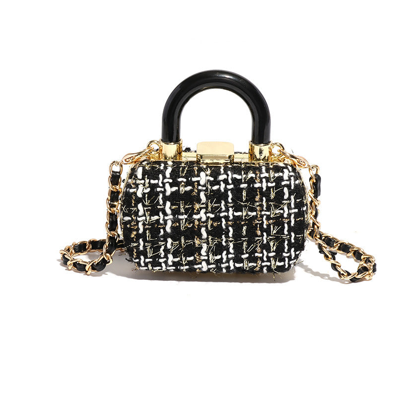 网红小香风迷你口红包化妆待带镜子随身口红盒便携洋气斜跨小包包