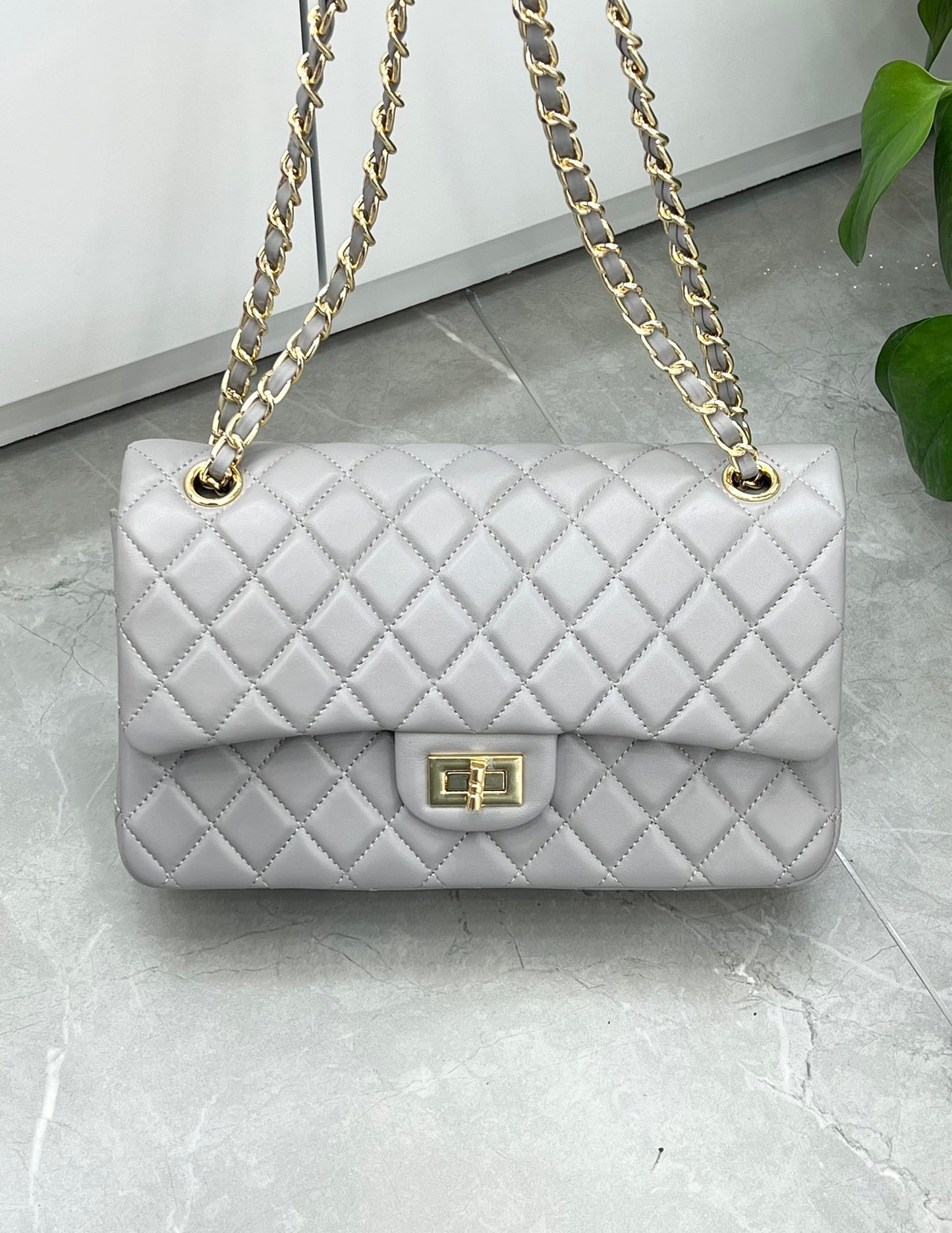 新款Cf手掌纹25cm大容量双链条单肩斜跨手拎潮范女包小资斜挎