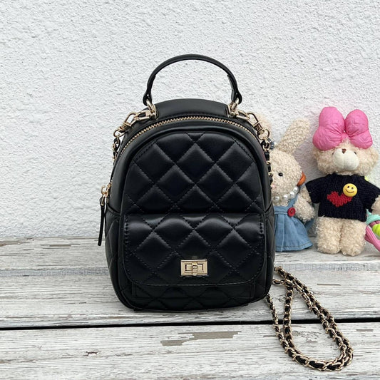 高级感小香风菱格双肩包双肩迷你2025新款时尚百搭书包单肩旅行包