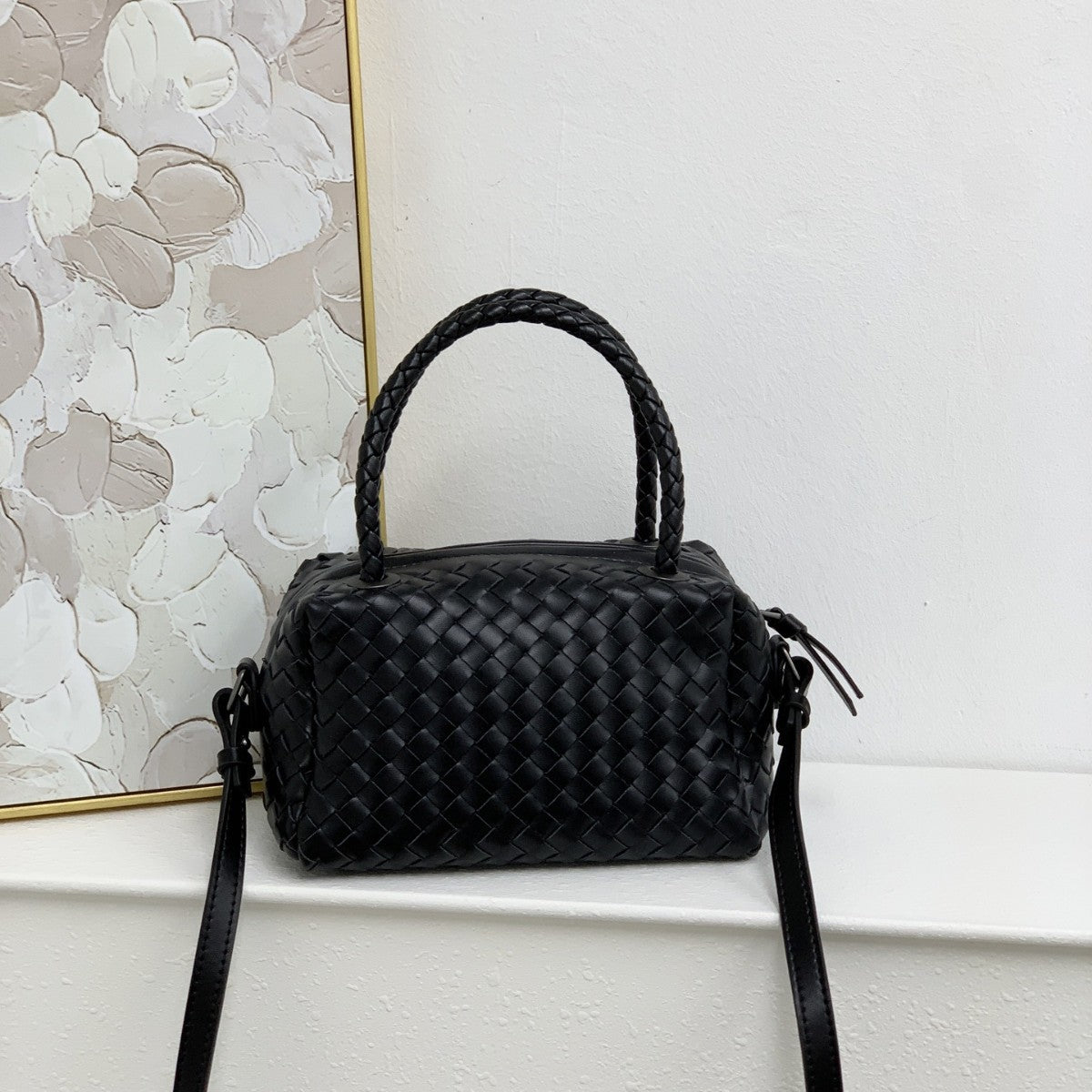 2024新款编织包包女小众高级酒红色手拎单肩斜挎小方包相机枕头包