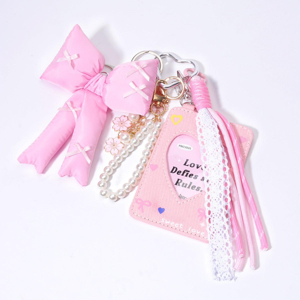 亚克力蝴蝶结相片卡套樱花滴油包挂包包挂件miu系包挂绳子配饰