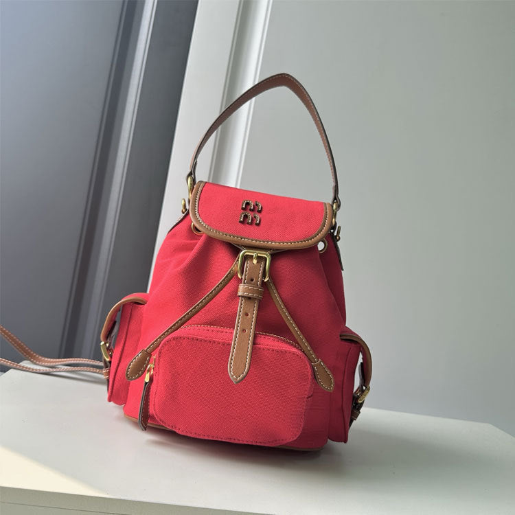 m缪家新款双肩包学院风复古背包日韩包包ins网红同款男女休闲帆布