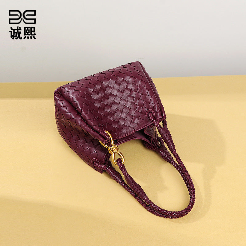 个性复古编织水桶包新款手拎降落伞斜挎女包两件套子母单肩斜跨包