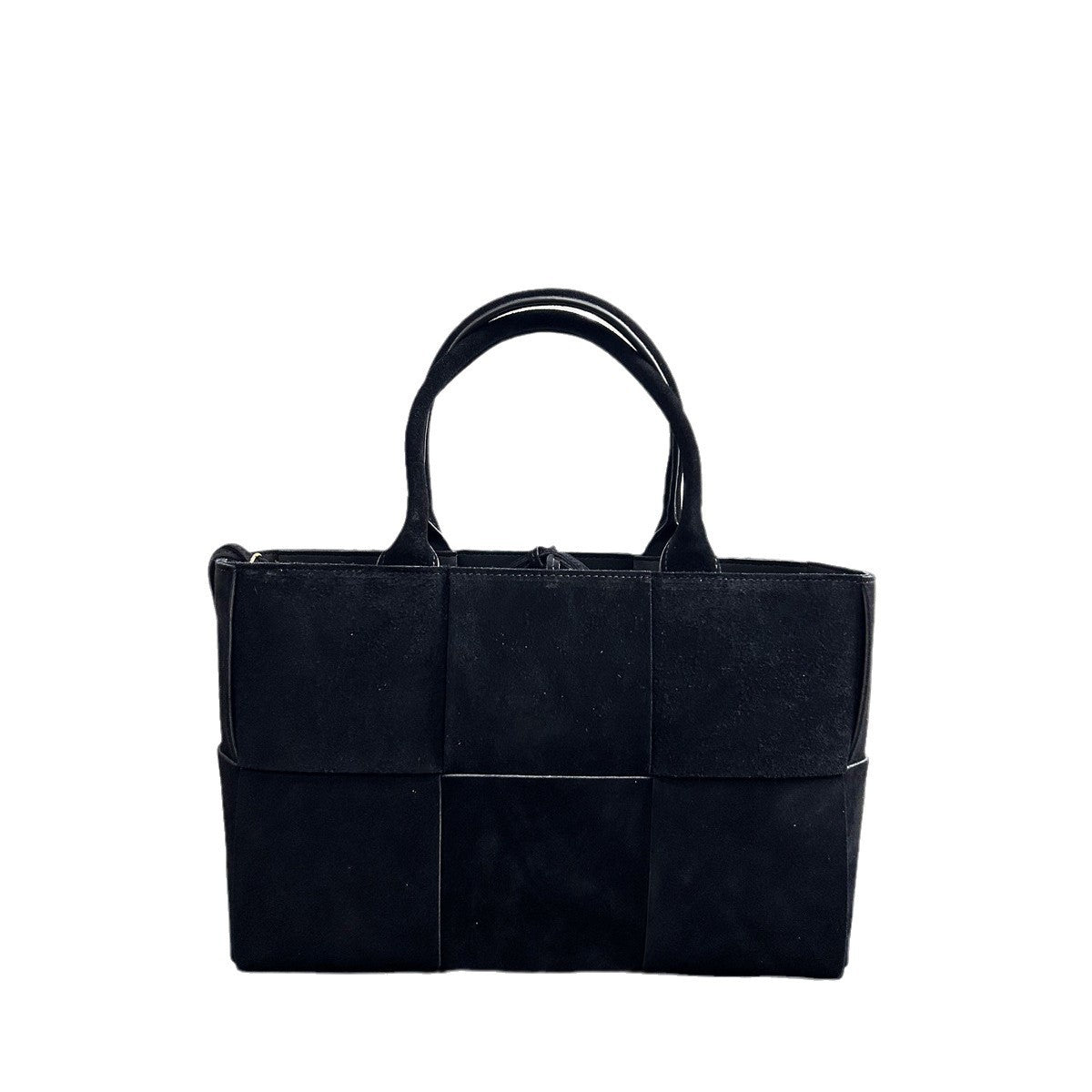 2024新款磨砂皮手工编织女款手提包大容量托特包购物袋单肩字母包