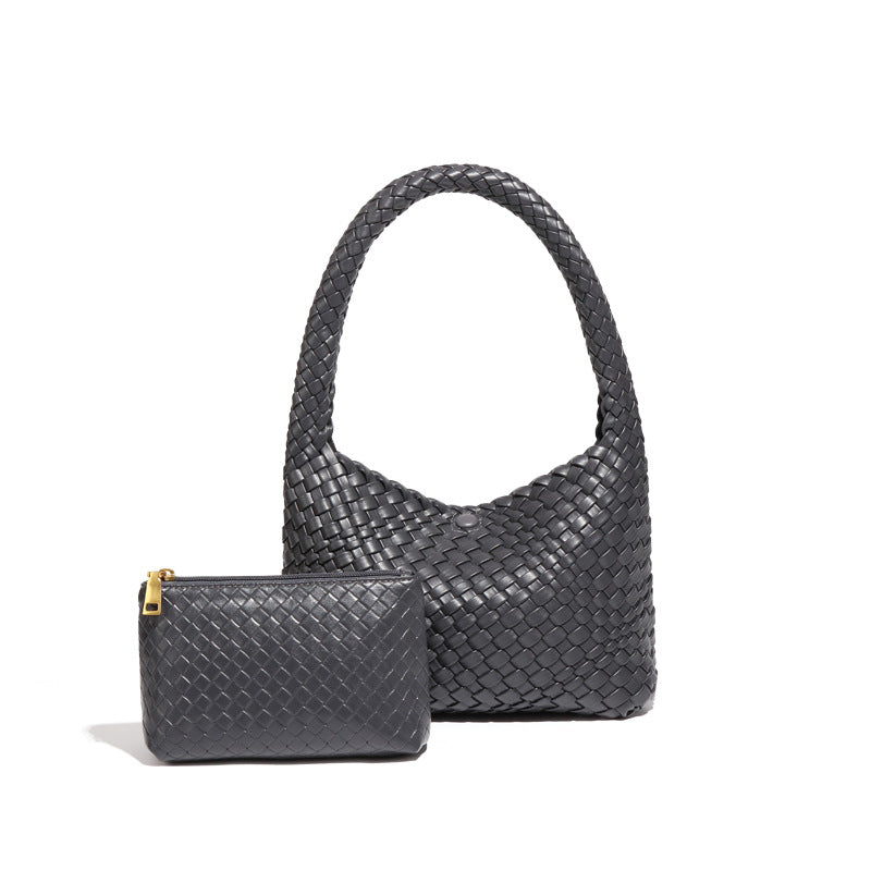 潮流复古小众腋下包时尚休闲百搭手工编织包软皮大容量手提子母包