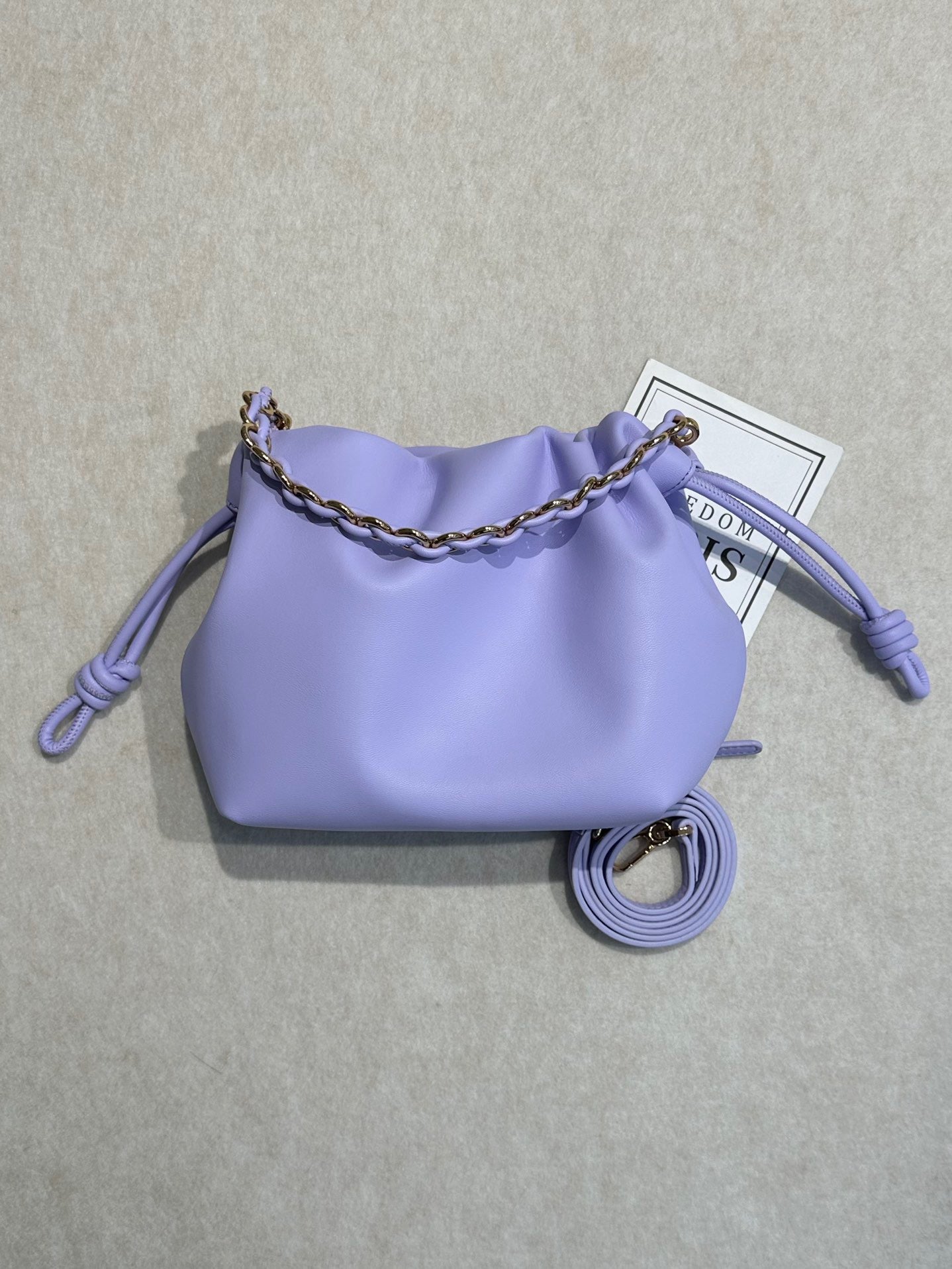 新品褶皱牛皮云朵包新中式抽绳福袋包时尚链条腋下包单肩斜挎小包