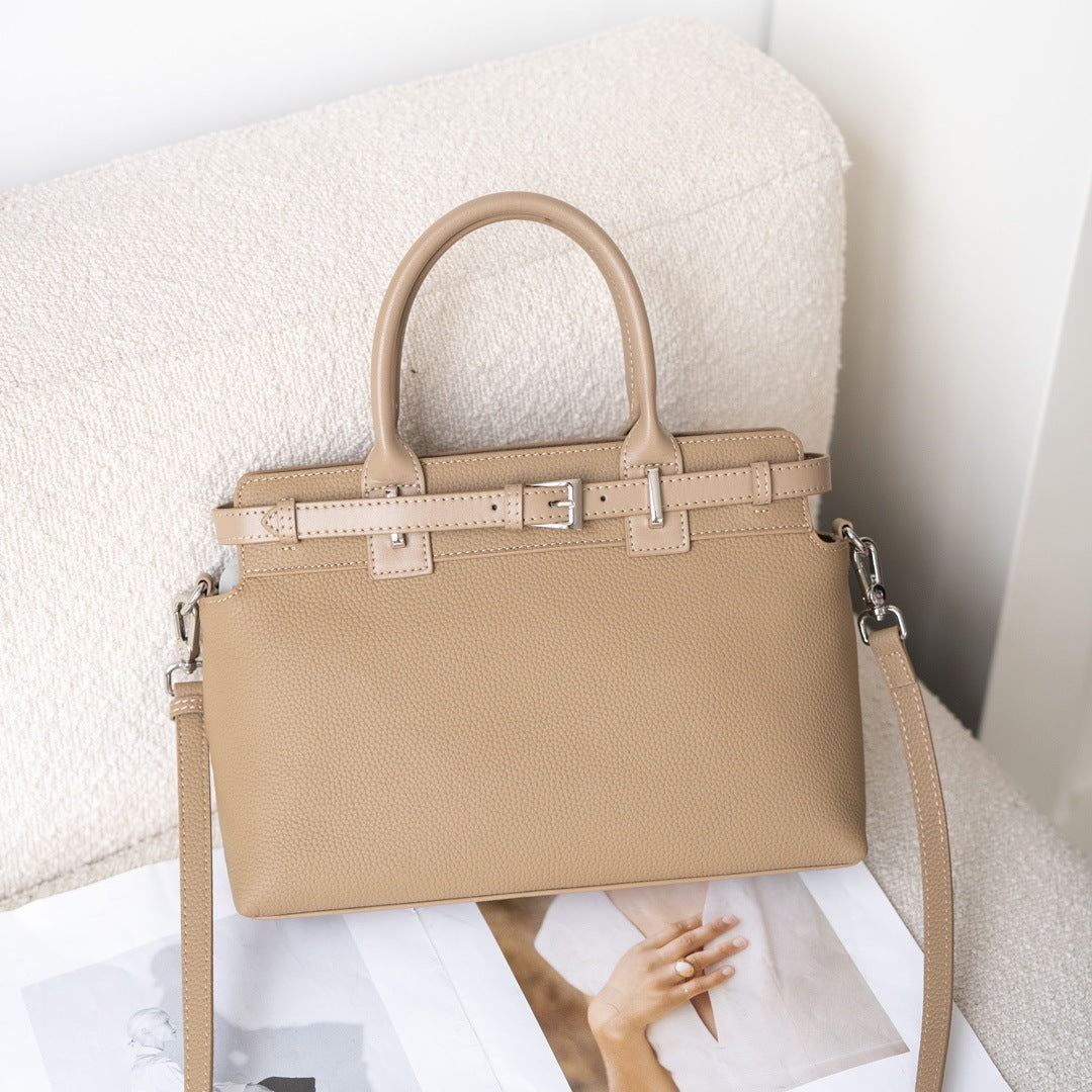 真皮女包韩版时尚百搭头层牛皮女手提单肩实用气质托特包一件代发