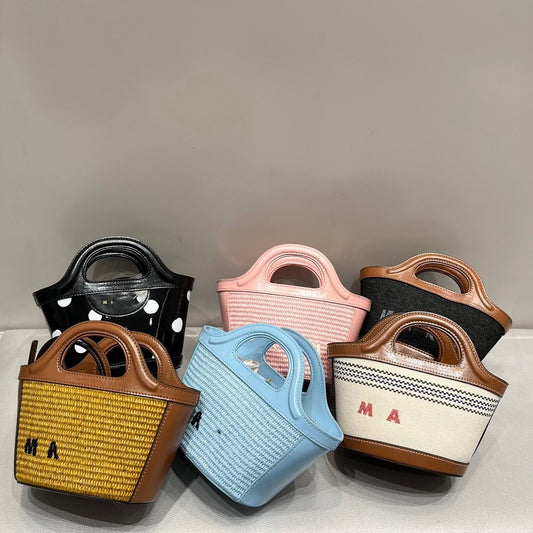 玛尼对版编织包2025春夏草编拼牛皮休闲百搭单肩斜挎迷你菜篮子包