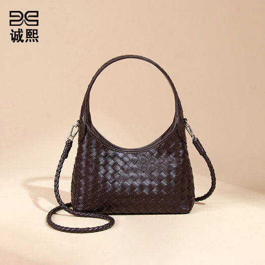 高级感时尚轻奢手拎女包小众单肩斜跨腋下包外贸批发手工编织包包