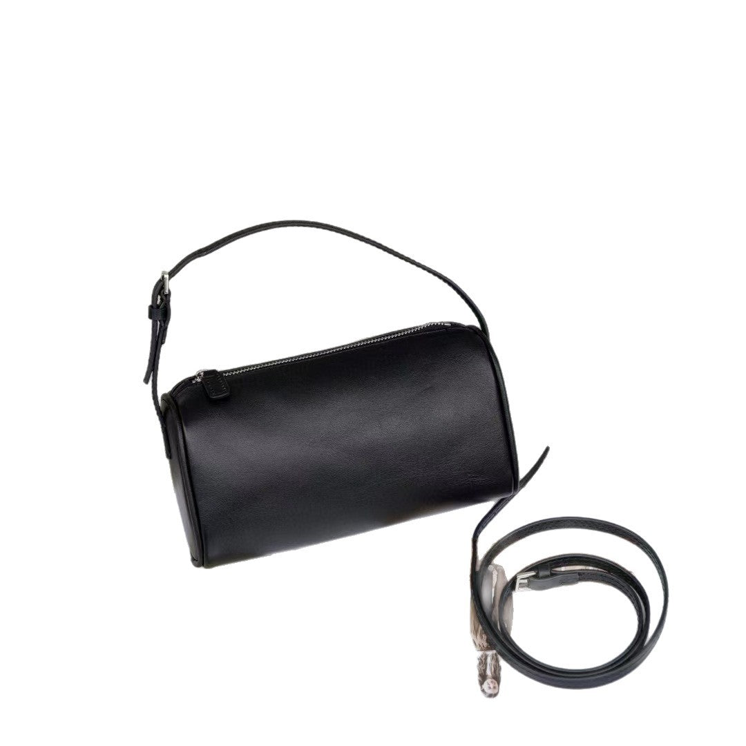 25秋冬90'S同款笔袋迷你小包圆筒笔袋包女士羊皮休闲百搭手提包