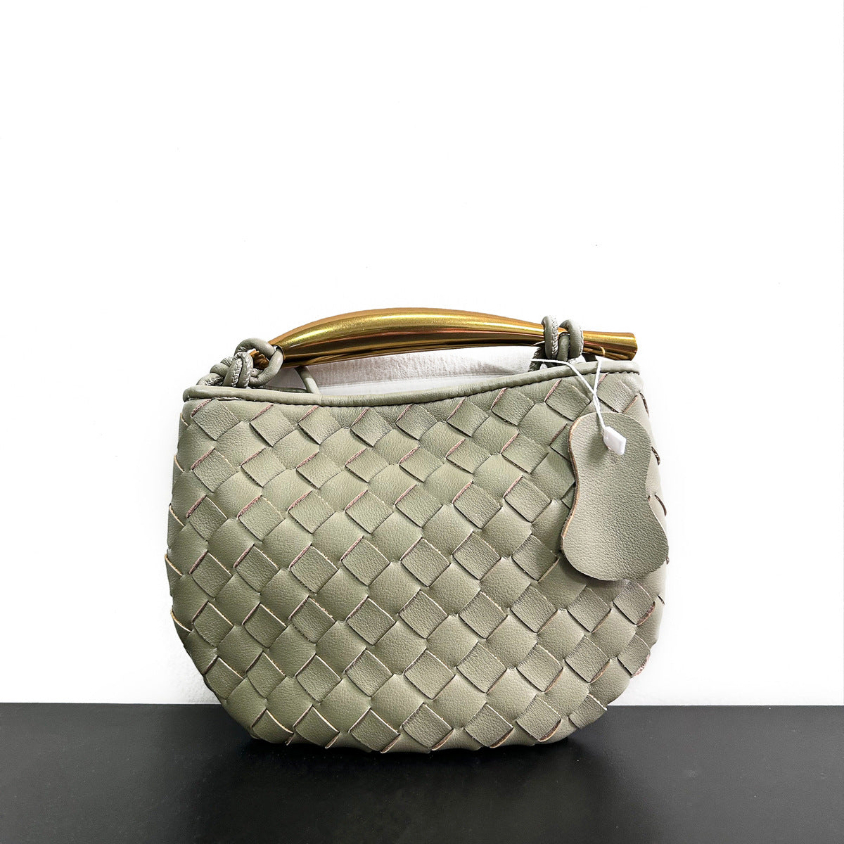 小众设计师编织新款金属手拎高级饺子包真皮牛皮休闲手提女士包包