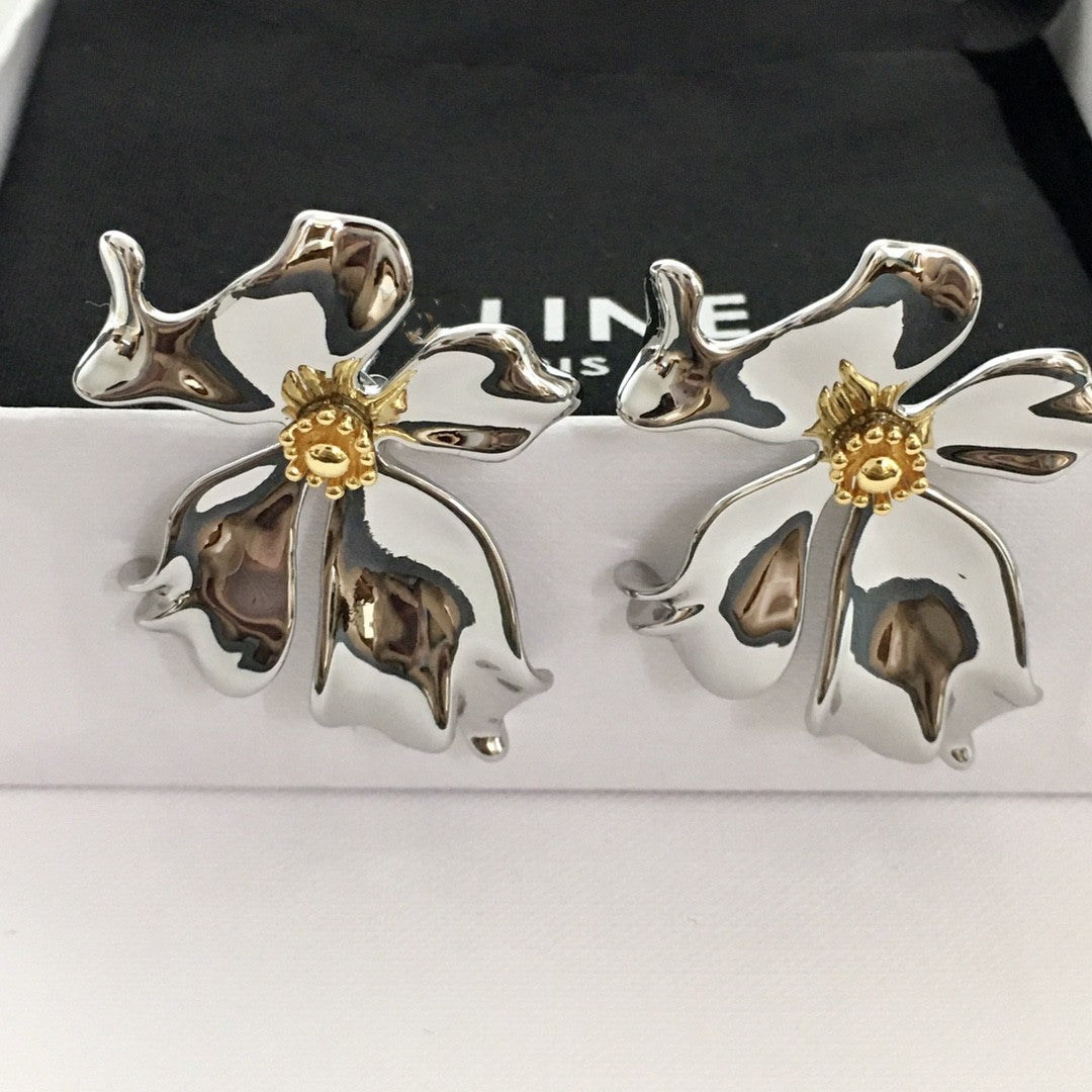 赛林新款celi风花朵耳钉欧美夸张复古大气个性ins超仙花瓣耳环女