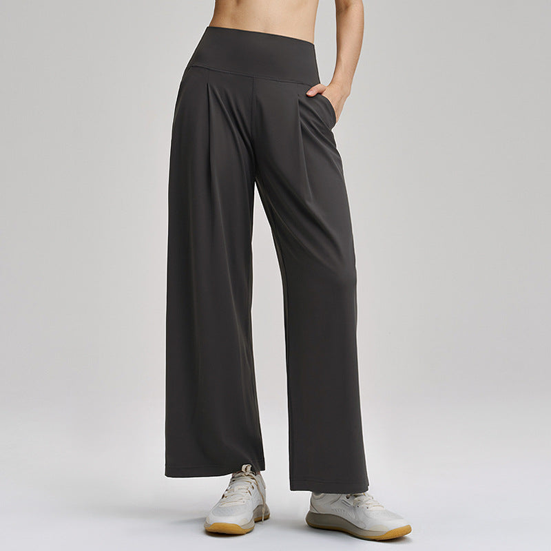 阔腿运动裤女休闲速干透气lulu健身裤弹力高腰裸感宽松瑜伽裤30"