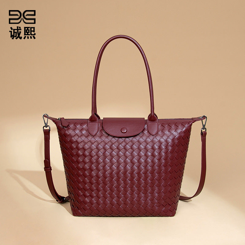 手工编织大号龙襄饺子包高级感气质手提女包百搭斜挎大容量单肩包