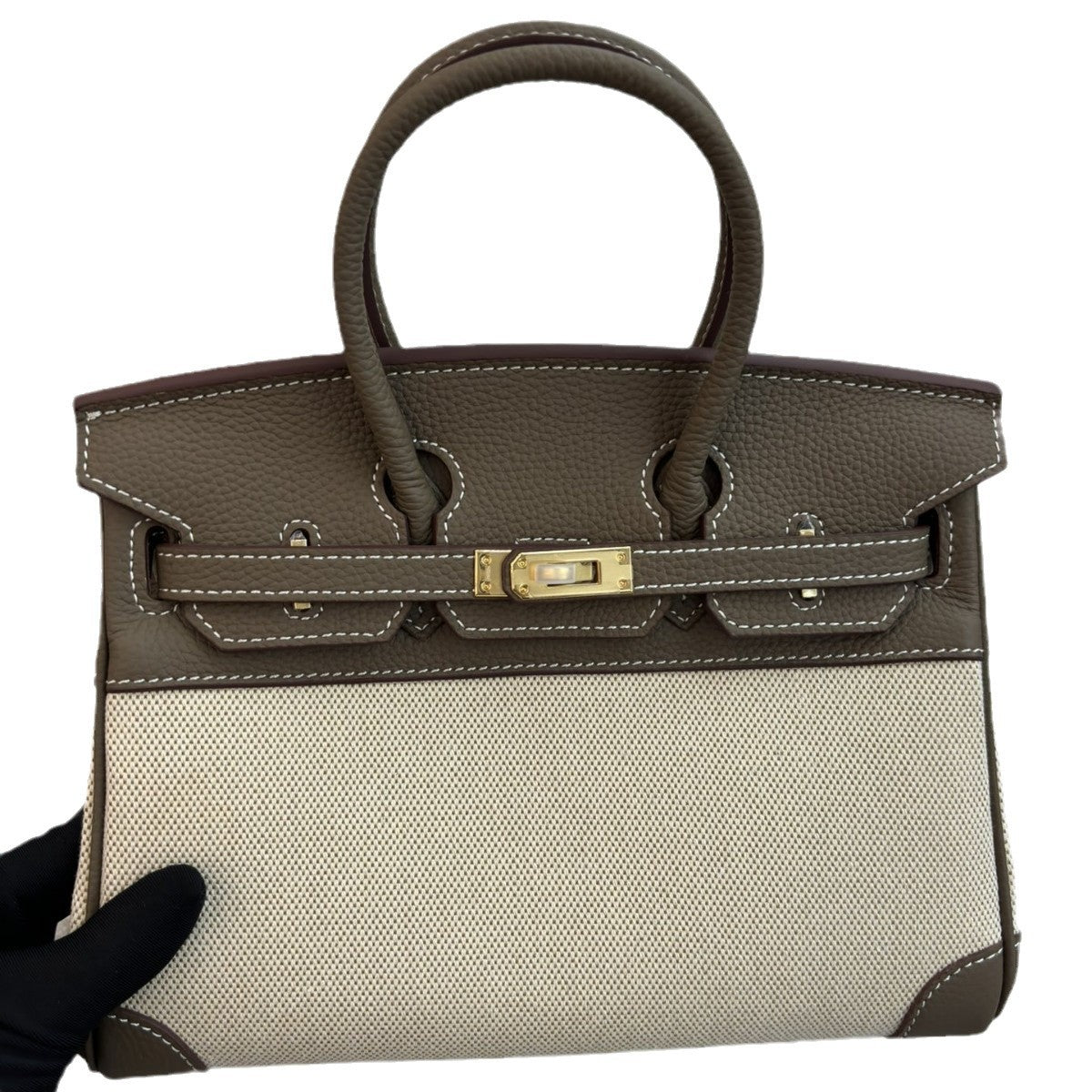 包包女2024新款潮手提包韩版时尚斜跨包女士牛皮配帆布铂金包包