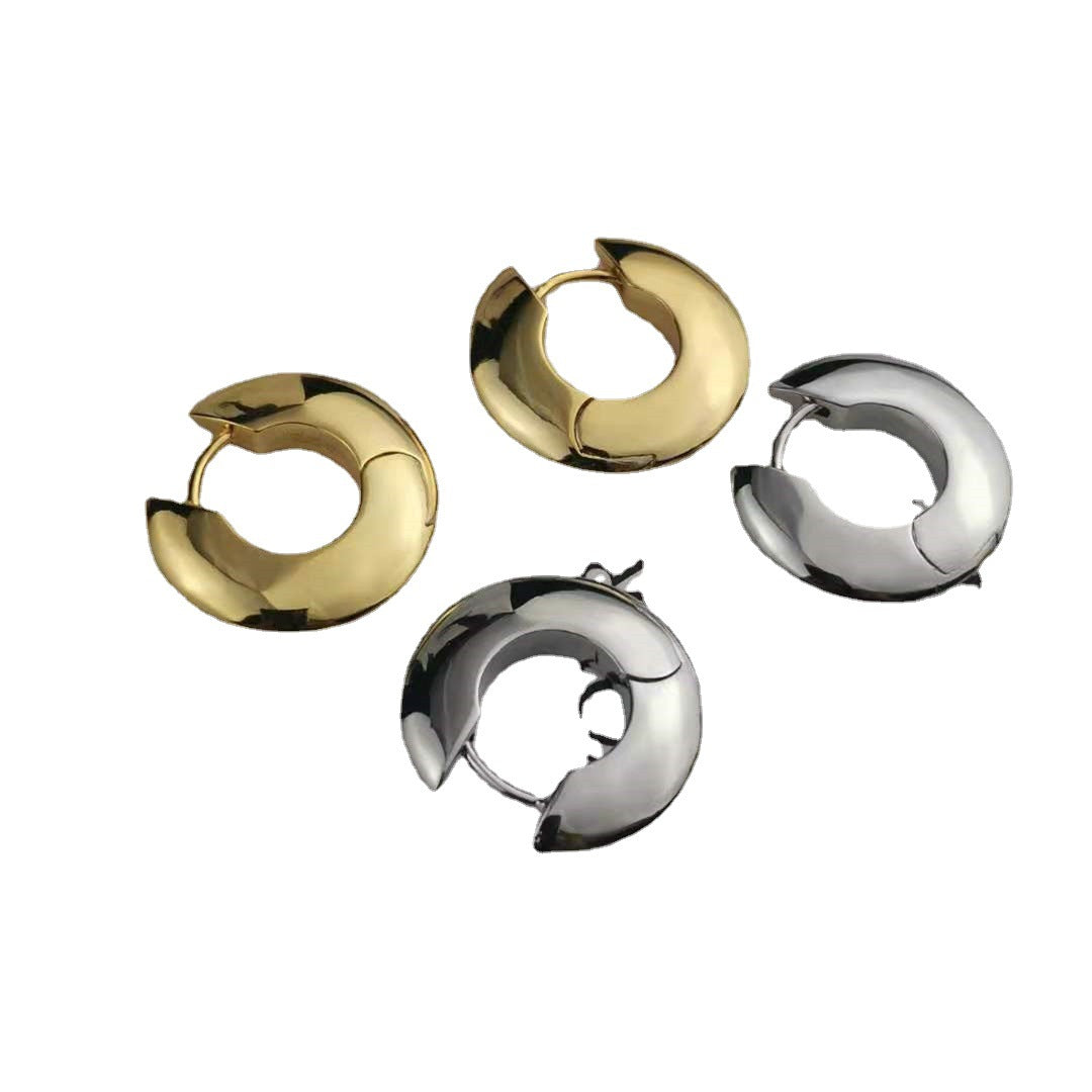 BV家21新款环形耳环女耳扣高级感时尚光面欧美气质圆圈耳圈耳环