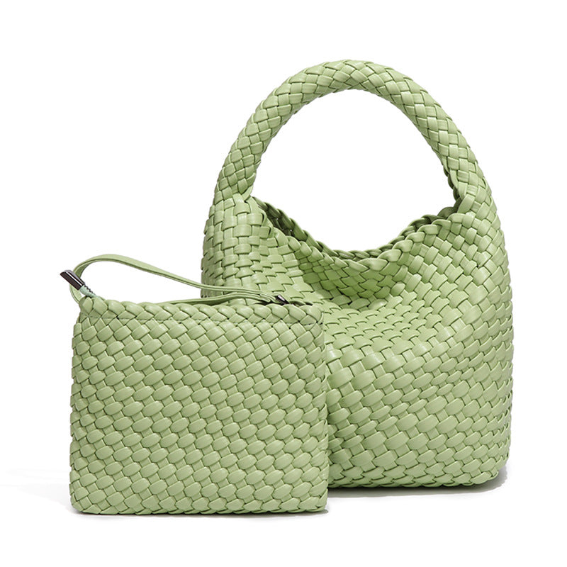 女包工厂2025新品手工编织包包女单肩斜挎腋下手提时尚子母托特包
