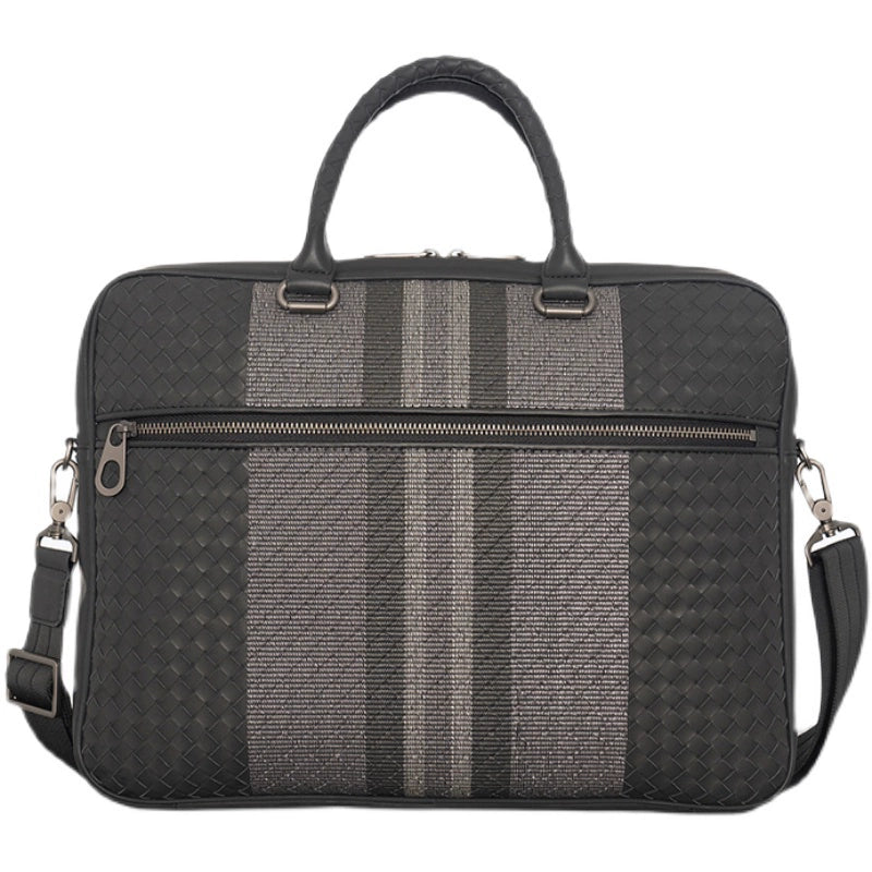 X&BV男包手提包真皮商务休闲编织公务包男士单肩包斜挎包公文包男