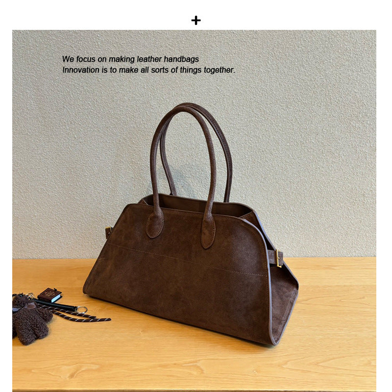 真皮麂皮托特包手提单 肩斜挎女包包新款编织时尚休闲通勤大容量