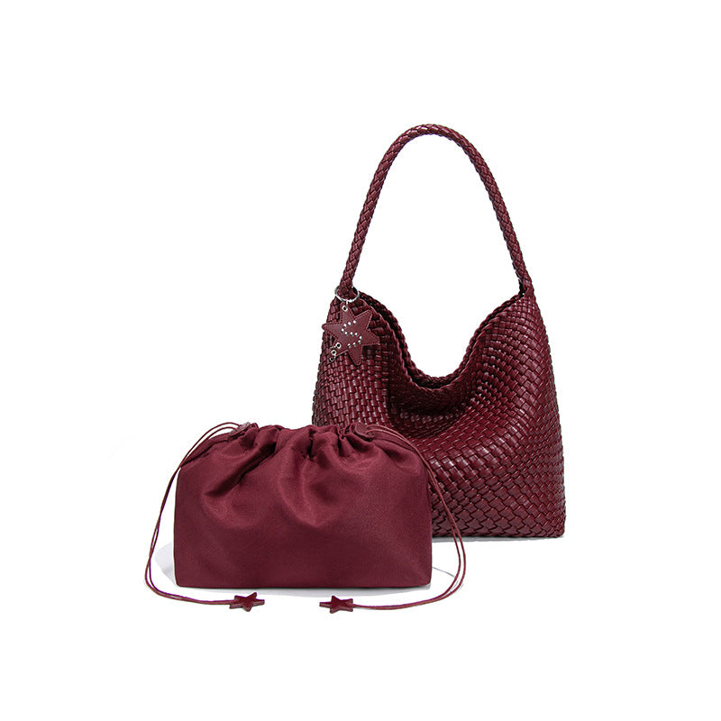 韩版大容量子母托特包手工编织包包通勤腋下单肩包简约时尚手提包