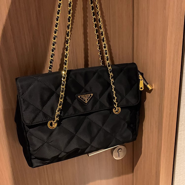 中古尼龙布P家菱格链条腋下包百搭单肩大容量托特包女包批发代发