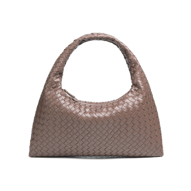 通勤百搭大容量复古手提女包质感休闲单肩腋下包时尚手工编织包包