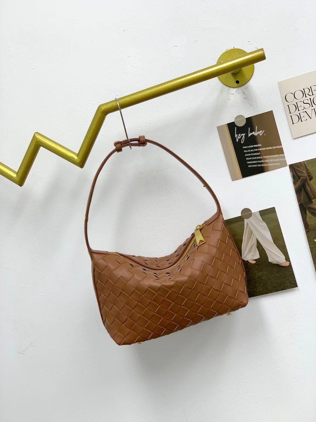 女士包包2023新款秋冬时尚简约休闲饭盒包手提编织女包单肩腋下包