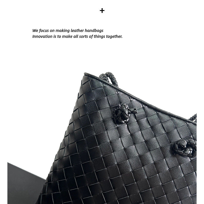 手工编织托特包包2023新款百搭真皮女包大容量女士手提包牛皮大包