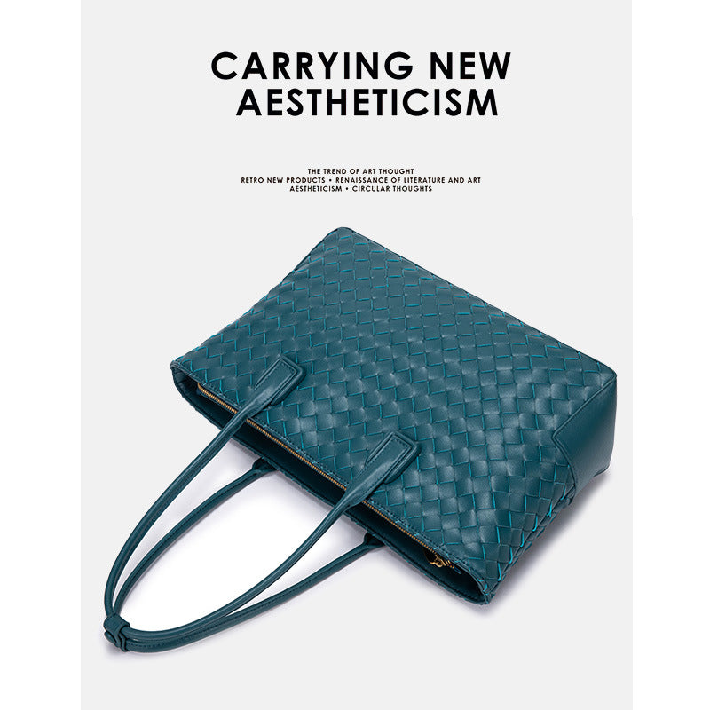 批发外贸2024新款编织女包托特包大容量复古时尚女士手提包单肩包
