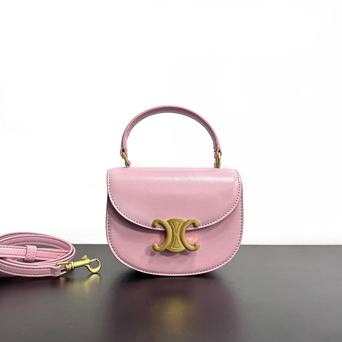 2023新款头层牛皮凯旋门手提包真皮马鞍包时尚百搭单肩斜挎小包包