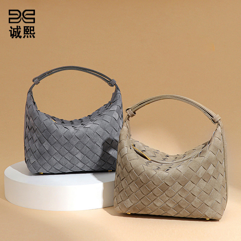 2025年秋冬新款磨砂编织手拎饭盒包小巧百搭迷你便当包手提女包包