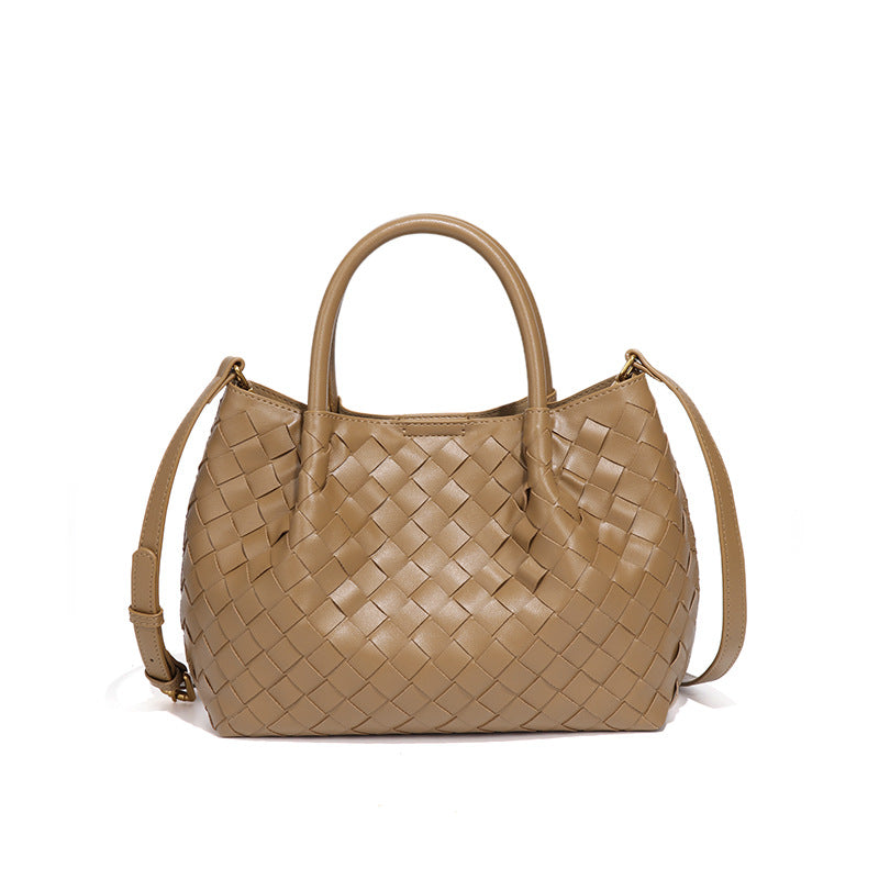 高级感韩版手拎包休闲单肩斜挎包时尚手工编织女包休闲子母托特包