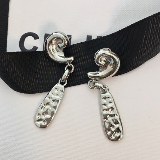 赛家21新款漩涡状耳钉长方条耳坠高级感气质嘻哈几何形朋克风耳环