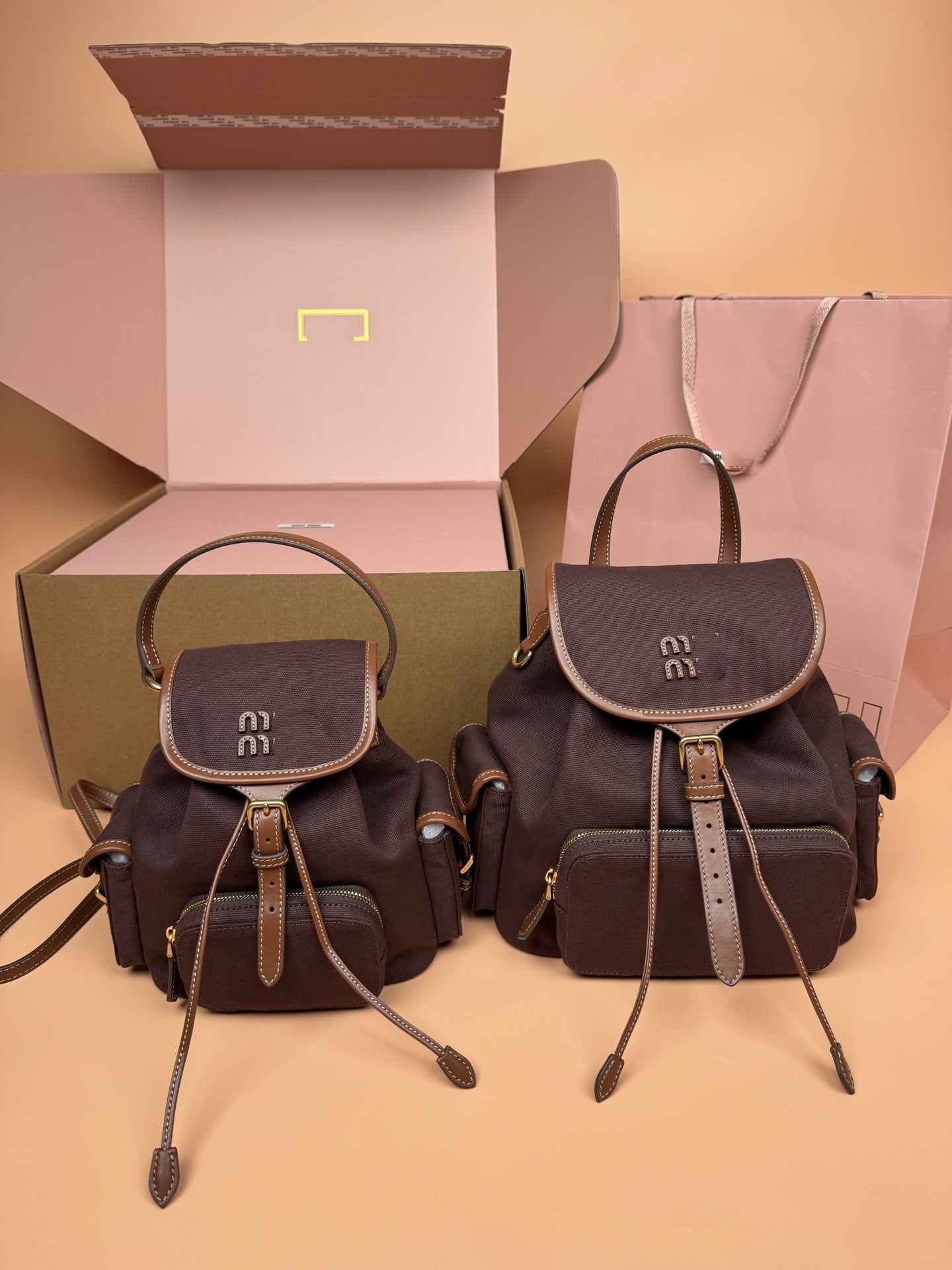 m缪家新款双肩包学院风复古背包日韩包包ins网红同款男女休闲帆布