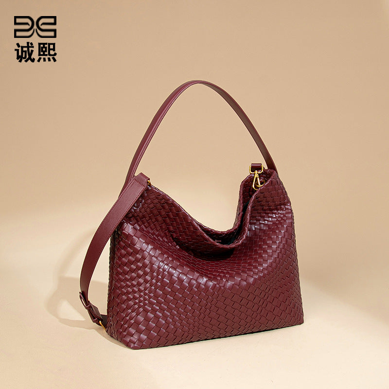 跨级高级感潮流大容量托特女包时尚手工编织包通勤质感单肩斜跨包