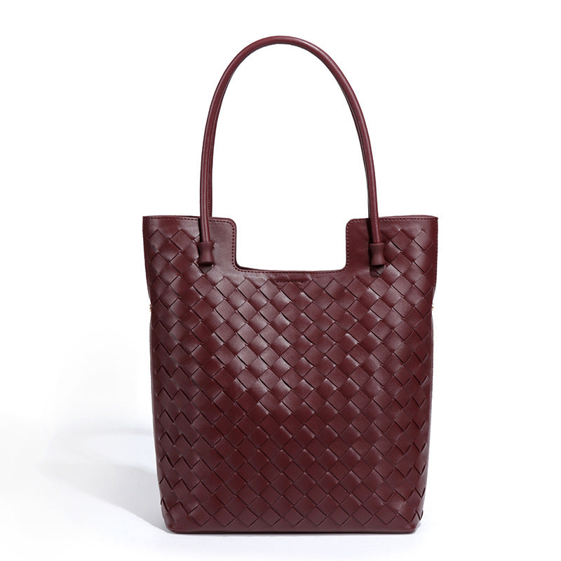 托特包2025春夏新款女包时尚编织包高级感超软皮单肩手提真皮包包