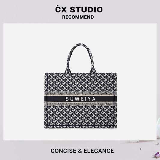 2025春季新款针织提花布托特包欧美时尚单肩包手提女包包一件代发