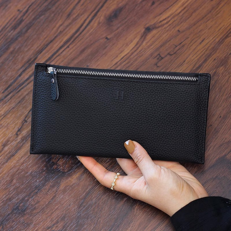超薄真皮钱包女士2024新款高档头层牛皮手拿手机包卡包精致零钱包