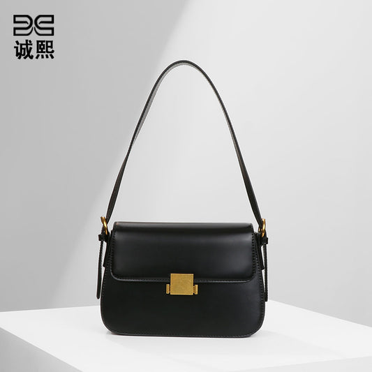 高级感定制黑色小方包时尚潮流单肩腋下包女款百搭实用斜挎豆腐包