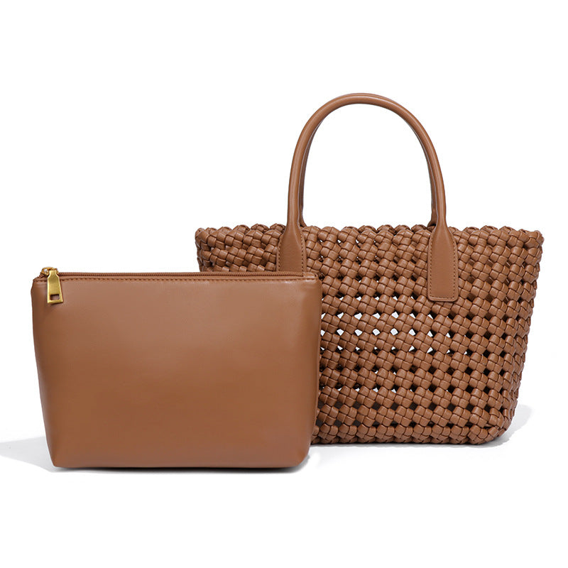 新款小众手提菜篮子女包个性风车结手工编织包复古休闲百搭子母包